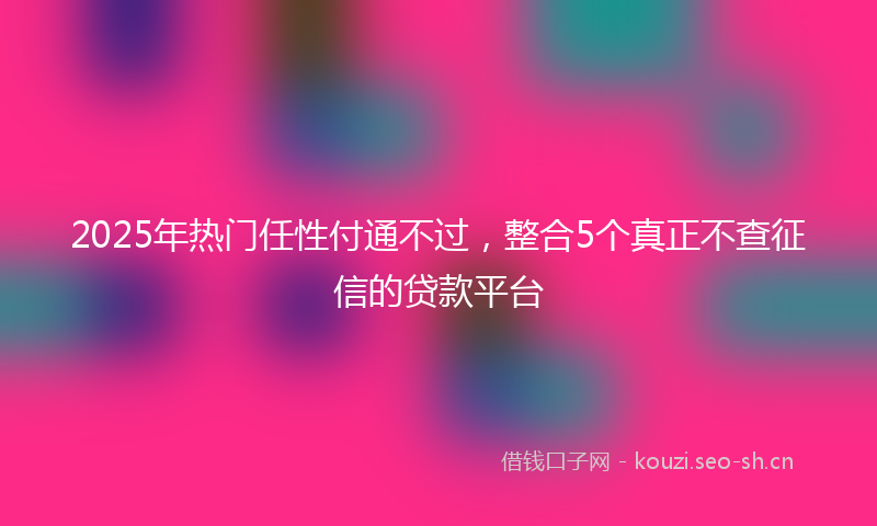 2025年热门任性付通不过，整合5个真正不查征信的贷款平台