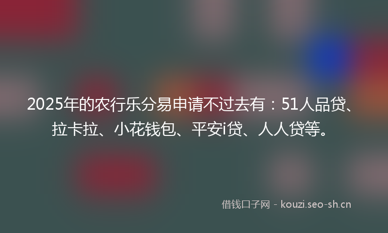 2025年的农行乐分易申请不过去有：51人品贷、拉卡拉、小花钱包、平安i贷、人人贷等。
