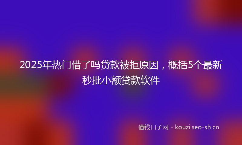 2025年热门借了吗贷款被拒原因，概括5个最新秒批小额贷款软件