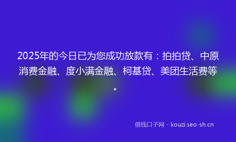 2025年的今日已为您成功放款有：拍拍贷、中原消费金融、度小满金融、柯基贷、美团生活费等。