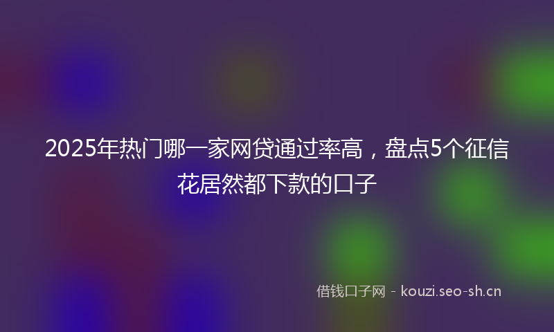 2025年热门哪一家网贷通过率高，盘点5个征信花居然都下款的口子
