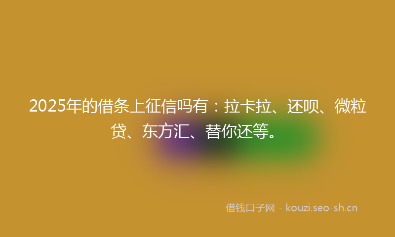 2025年的借条上征信吗有:拉卡拉、还呗、微粒贷、东方汇、替你还等。