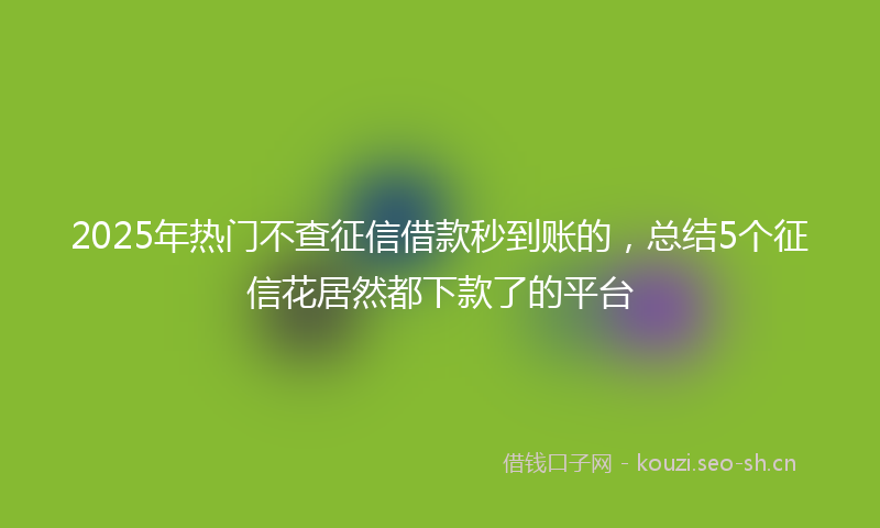 2025年热门不查征信借款秒到账的，总结5个征信花居然都下款了的平台
