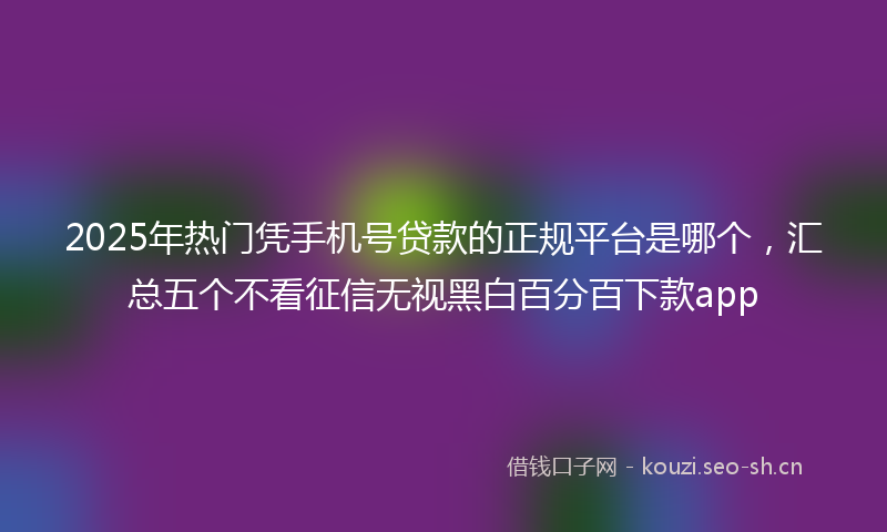 2025年热门凭手机号贷款的正规平台是哪个，汇总五个不看征信无视黑白百分百下款app