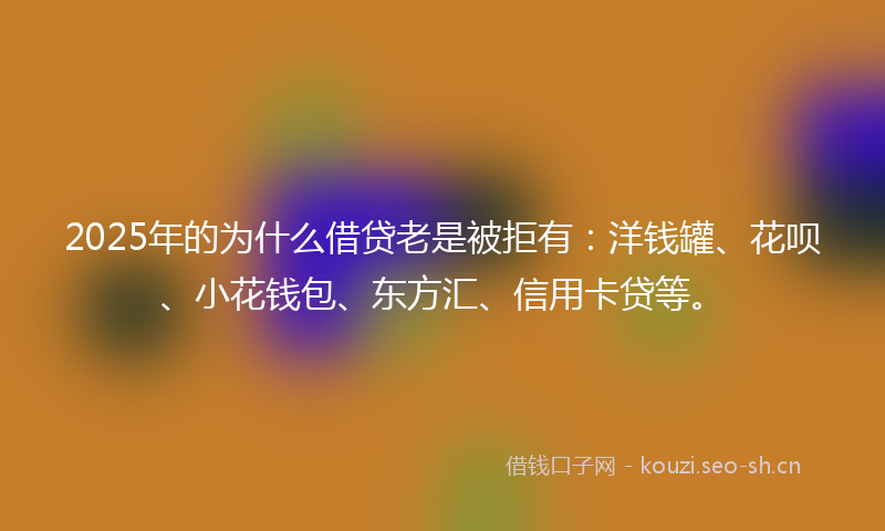 2025年的为什么借贷老是被拒有：洋钱罐、花呗、小花钱包、东方汇、信用卡贷等。