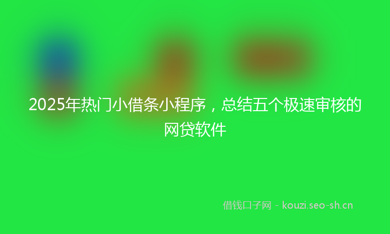 2025年热门小借条小程序，总结五个极速审核的网贷软件