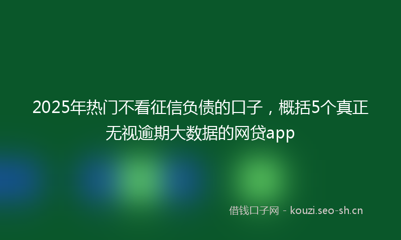 2025年热门不看征信负债的口子，概括5个真正无视逾期大数据的网贷app