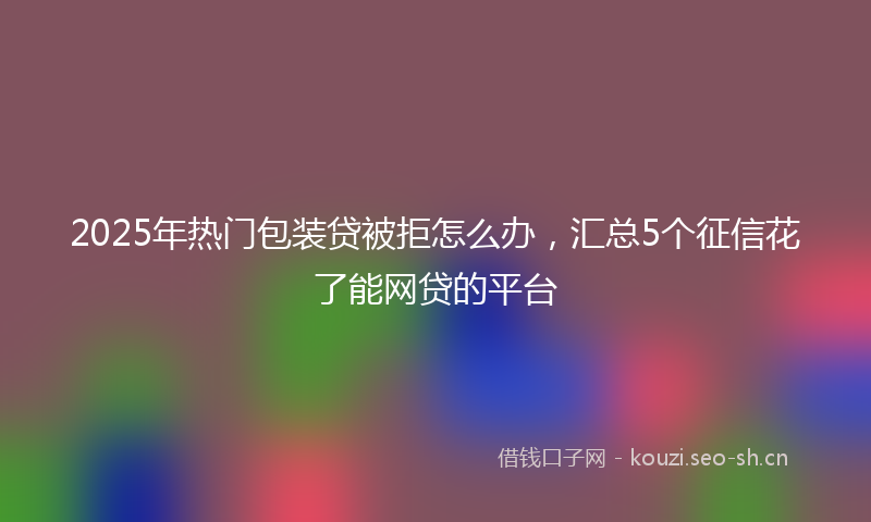 2025年热门包装贷被拒怎么办，汇总5个征信花了能网贷的平台