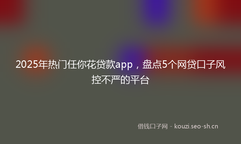 2025年热门任你花贷款app，盘点5个网贷口子风控不严的平台
