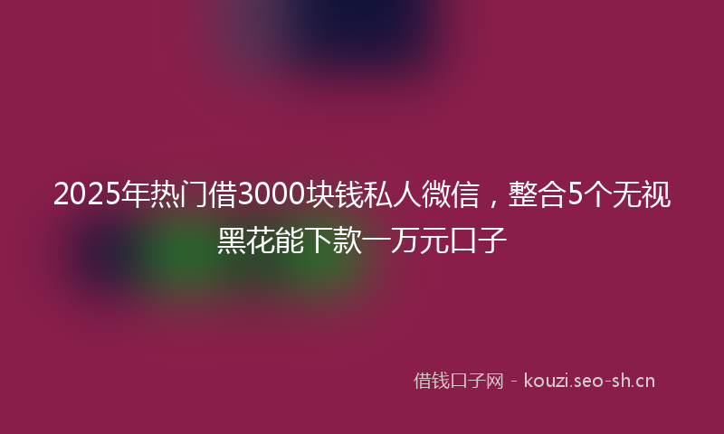 2025年热门借3000块钱私人微信，整合5个无视黑花能下款一万元口子