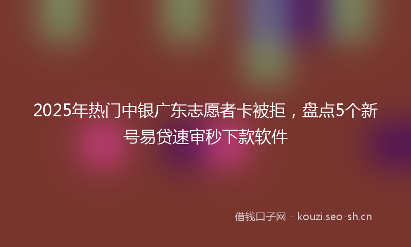 2025年热门中银广东志愿者卡被拒，盘点5个新号易贷速审秒下款软件