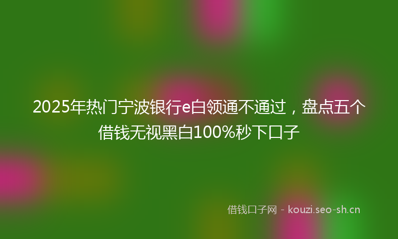 2025年热门宁波银行e白领通不通过，盘点五个借钱无视黑白100%秒下口子