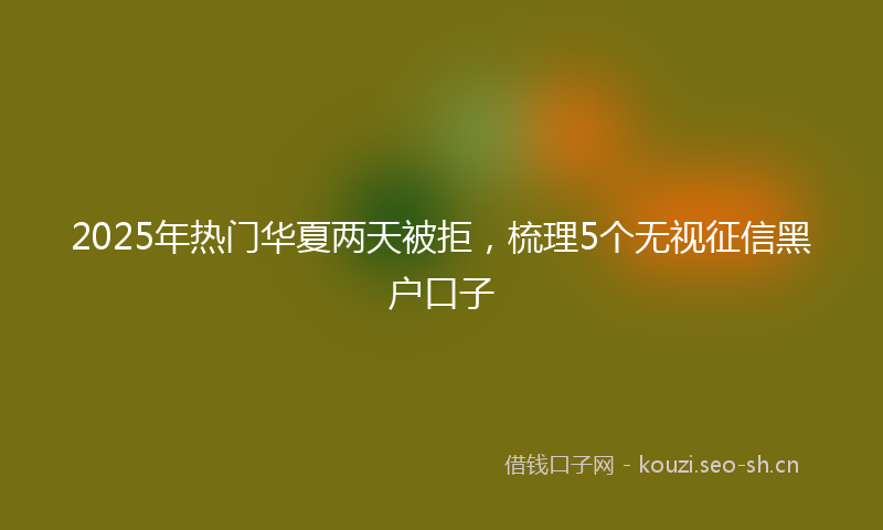 2025年热门华夏两天被拒，梳理5个无视征信黑户口子