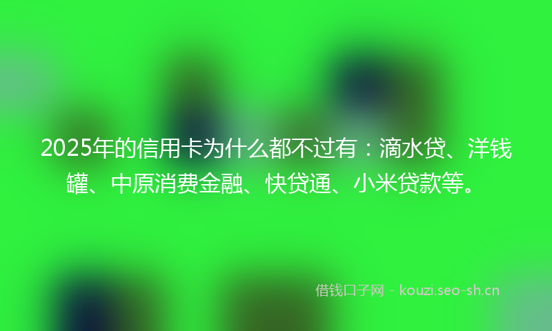 2025年的信用卡为什么都不过有：滴水贷、洋钱罐、中原消费金融、快贷通、小米贷款等。