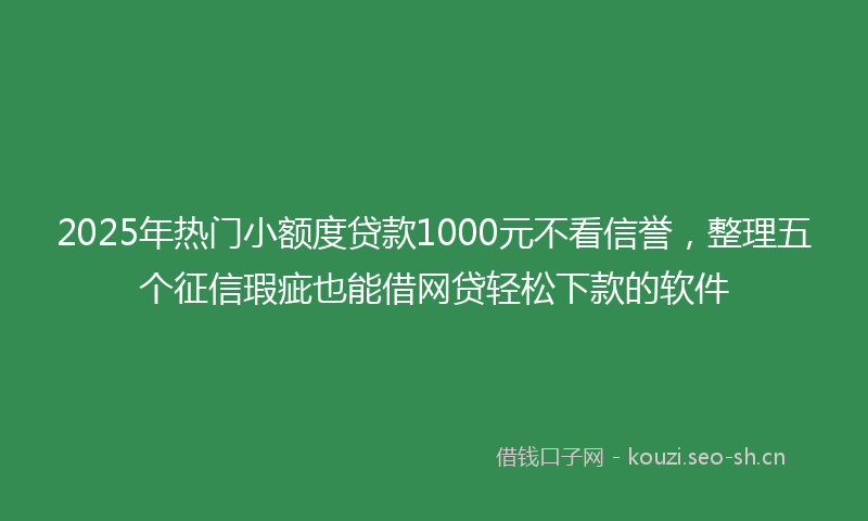 2025年热门小额度贷款1000元不看信誉，整理五个征信瑕疵也能借网贷轻松下款的软件