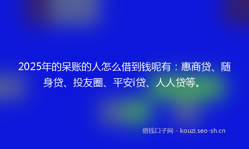 2025年的呆账的人怎么借到钱呢有：惠商贷、随身贷、投友圈、平安i贷、人人贷等。