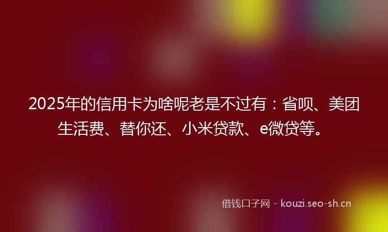 2025年的信用卡为啥呢老是不过有：省呗、美团生活费、替你还、小米贷款、e微贷等。