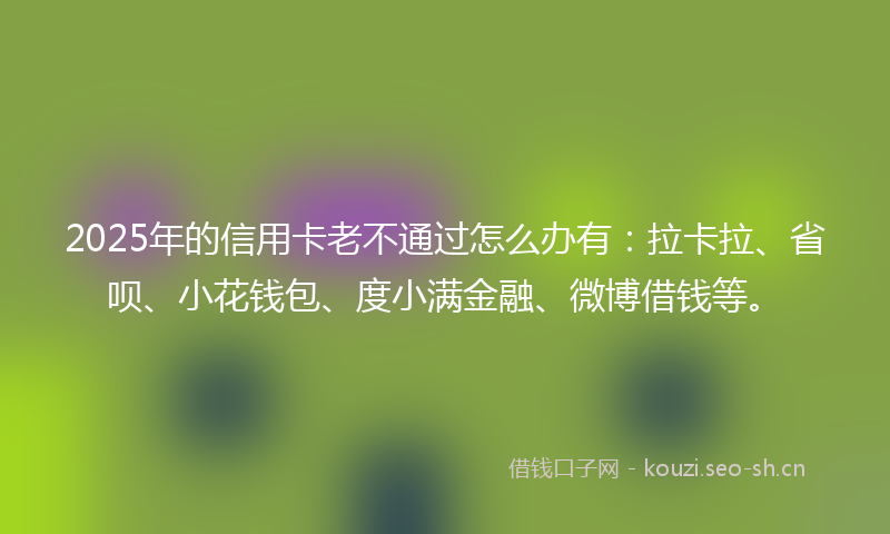 2025年的信用卡老不通过怎么办有：拉卡拉、省呗、小花钱包、度小满金融、微博借钱等。