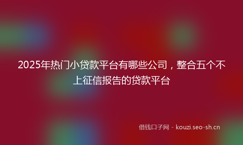 2025年热门小贷款平台有哪些公司，整合五个不上征信报告的贷款平台