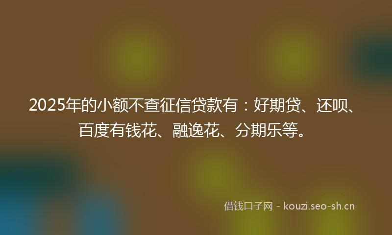 2025年的小额不查征信贷款有:好期贷、还呗、百度有钱花、融逸花、分期乐等。