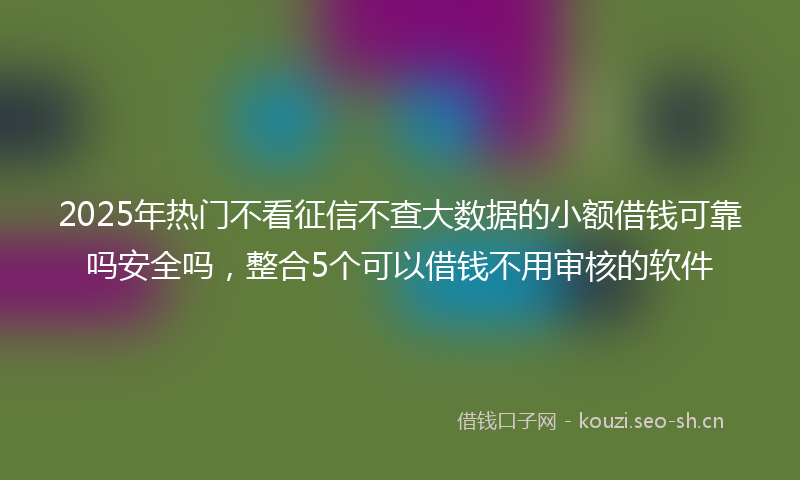 2025年热门不看征信不查大数据的小额借钱可靠吗安全吗，整合5个可以借钱不用审核的软件