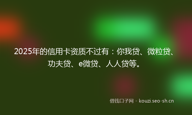 2025年的信用卡资质不过有：你我贷、微粒贷、功夫贷、e微贷、人人贷等。