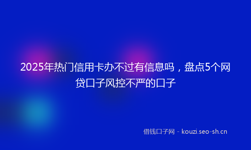2025年热门信用卡办不过有信息吗，盘点5个网贷口子风控不严的口子