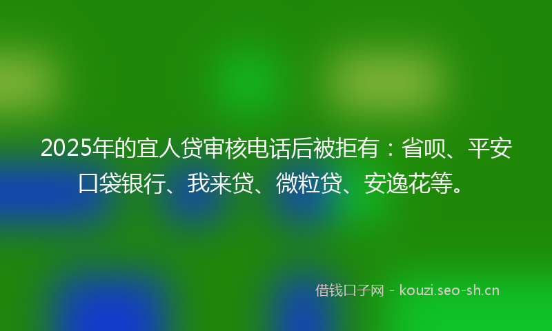 2025年的宜人贷审核电话后被拒有：省呗、平安口袋银行、我来贷、微粒贷、安逸花等。