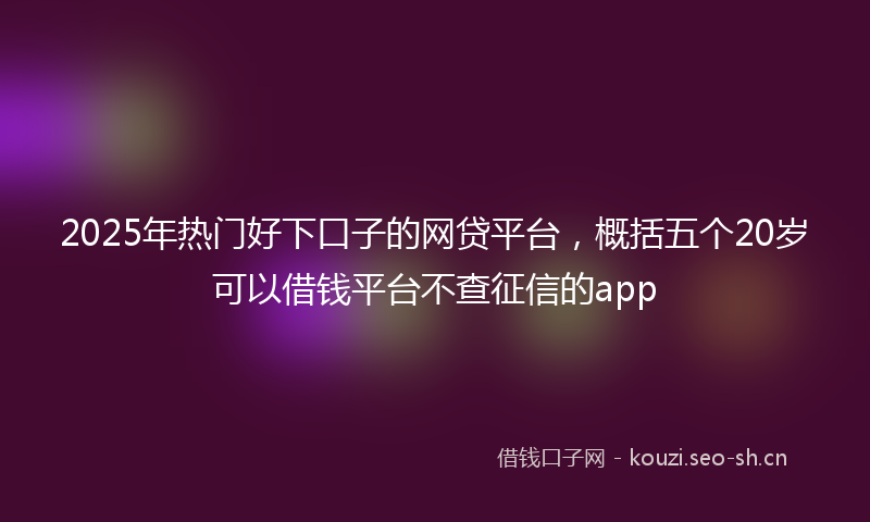 2025年热门好下口子的网贷平台，概括五个20岁可以借钱平台不查征信的app