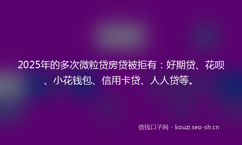 2025年的多次微粒贷房贷被拒有：好期贷、花呗、小花钱包、信用卡贷、人人贷等。