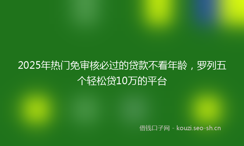 2025年热门免审核必过的贷款不看年龄，罗列五个轻松贷10万的平台