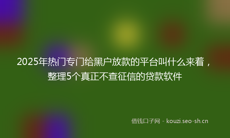2025年热门专门给黑户放款的平台叫什么来着，整理5个真正不查征信的贷款软件