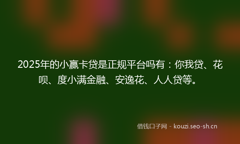 2025年的小赢卡贷是正规平台吗有：你我贷、花呗、度小满金融、安逸花、人人贷等。