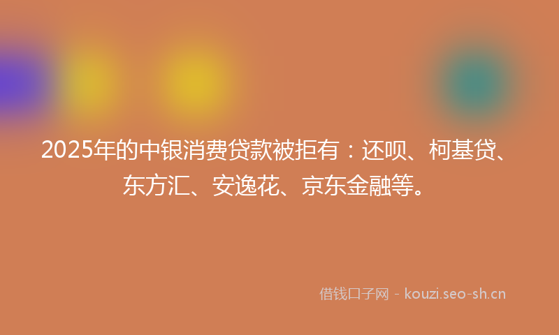 2025年的中银消费贷款被拒有：还呗、柯基贷、东方汇、安逸花、京东金融等。
