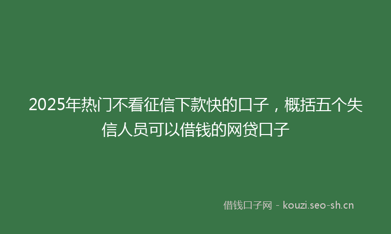 2025年热门不看征信下款快的口子，概括五个失信人员可以借钱的网贷口子