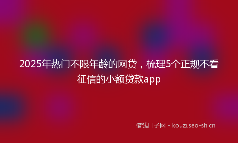 2025年热门不限年龄的网贷，梳理5个正规不看征信的小额贷款app