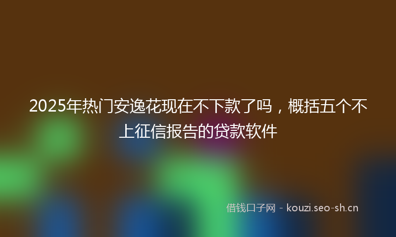 2025年热门安逸花现在不下款了吗，概括五个不上征信报告的贷款软件