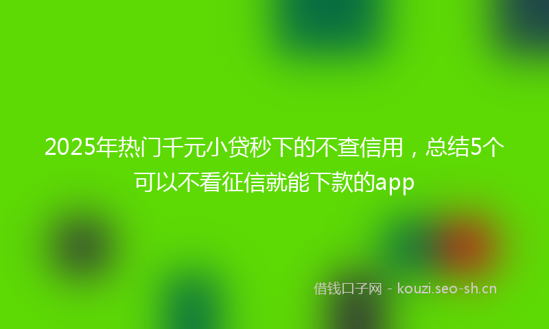 2025年热门千元小贷秒下的不查信用,总结5个可以不看征信就能下款的app