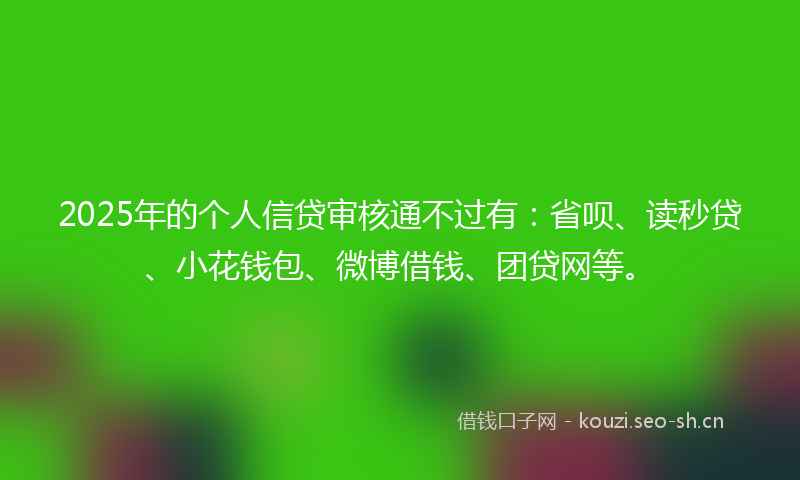 2025年的个人信贷审核通不过有：省呗、读秒贷、小花钱包、微博借钱、团贷网等。