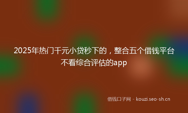 2025年热门千元小贷秒下的，整合五个借钱平台不看综合评估的app