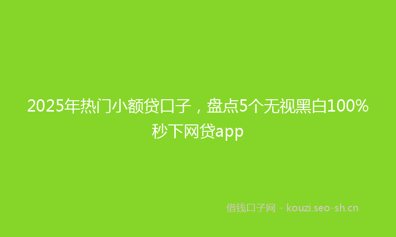 2025年热门小额贷口子，盘点5个无视黑白100%秒下网贷app