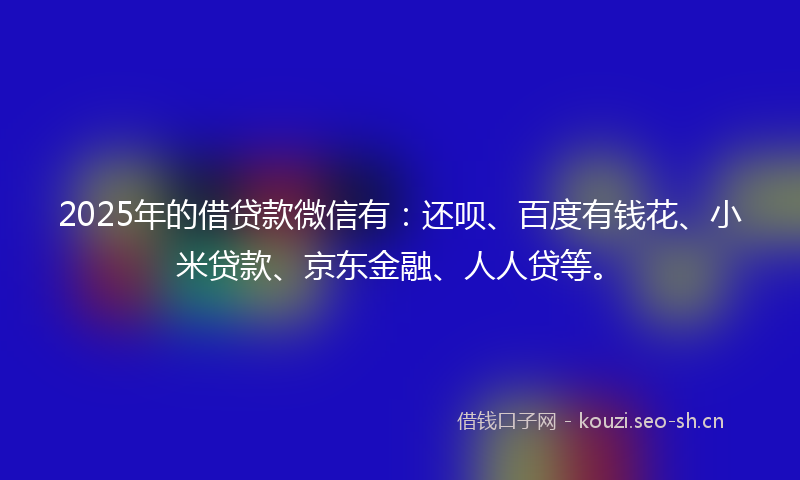 2025年的借贷款微信有：还呗、百度有钱花、小米贷款、京东金融、人人贷等。