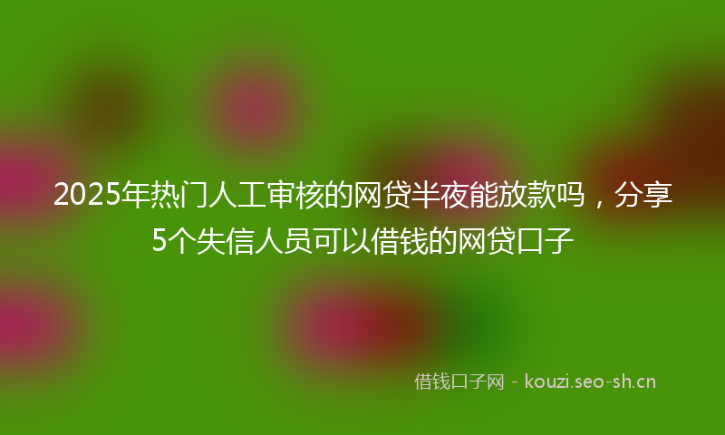 2025年热门人工审核的网贷半夜能放款吗，分享5个失信人员可以借钱的网贷口子
