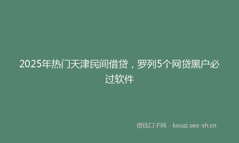 2025年热门天津民间借贷,罗列5个网贷黑户必过软件