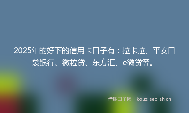2025年的好下的信用卡口子有：拉卡拉、平安口袋银行、微粒贷、东方汇、e微贷等。