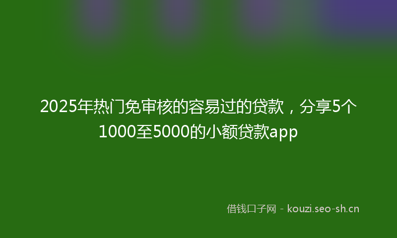 2025年热门免审核的容易过的贷款，分享5个1000至5000的小额贷款app