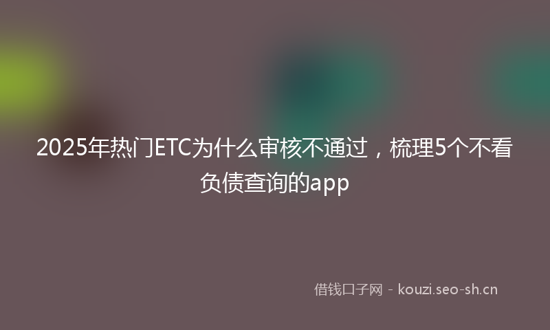 2025年热门ETC为什么审核不通过，梳理5个不看负债查询的app