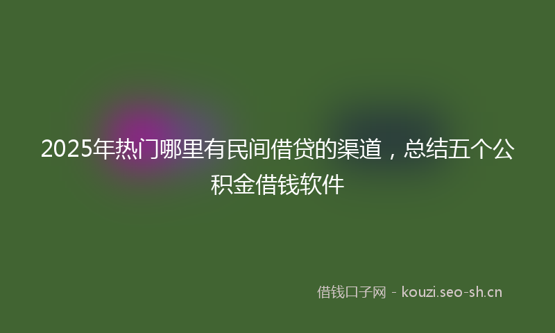 2025年热门哪里有民间借贷的渠道，总结五个公积金借钱软件