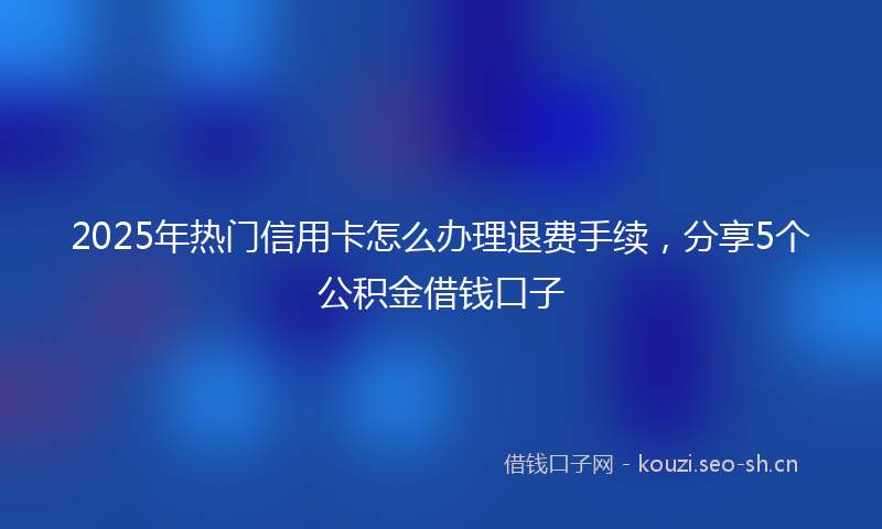 2025年热门信用卡怎么办理退费手续，分享5个公积金借钱口子