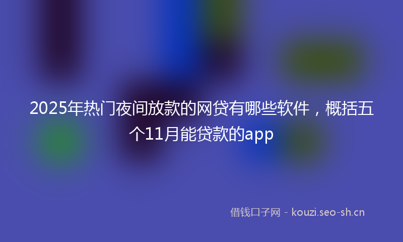 2025年热门夜间放款的网贷有哪些软件，概括五个11月能贷款的app